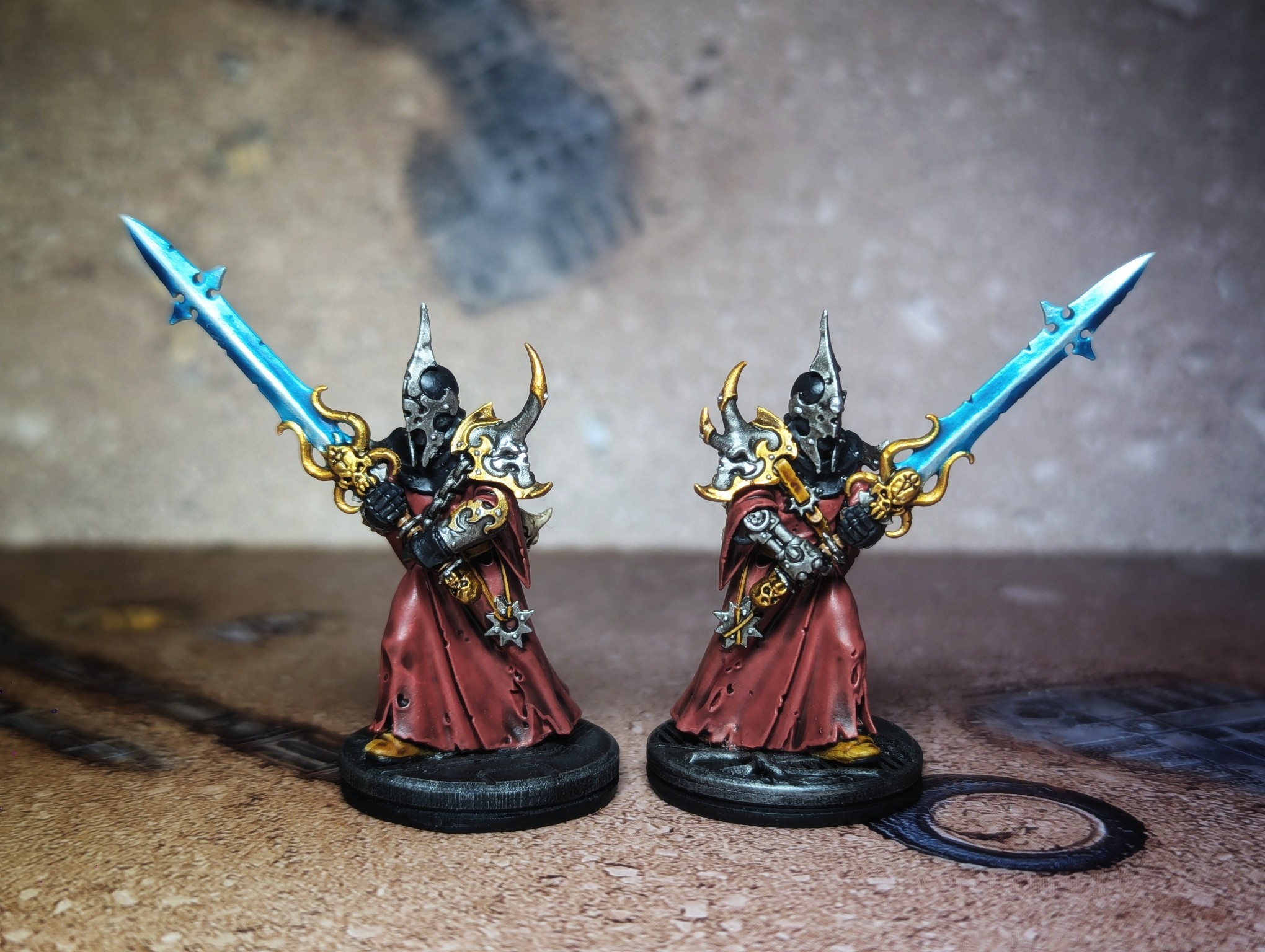 The two Blessed Blade miniatures painted up.