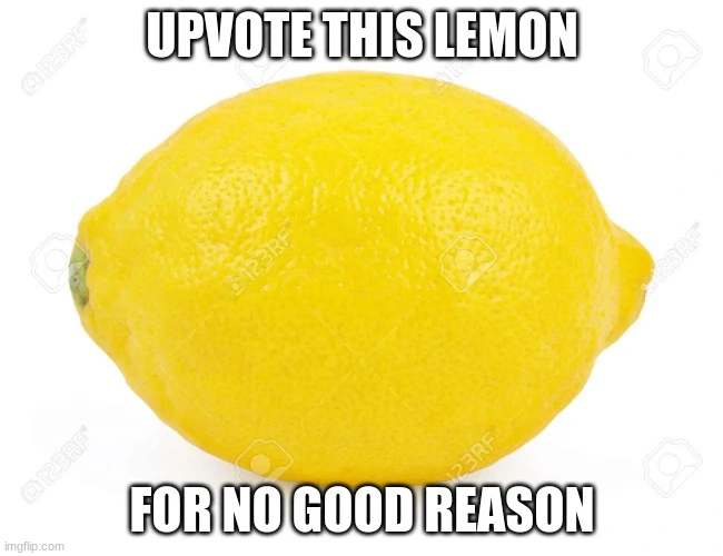 A picture of lemon with caption 'Upvote this lemon for no good reason'